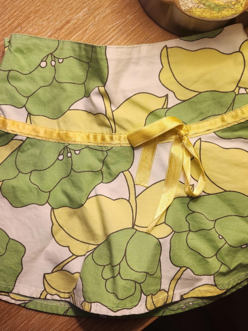 Yellow & Green VINTAGE Old Navy Floral Ribbon-Trim Skirt